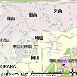 愛知県西尾市小島町（城越）周辺の地図
