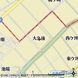 愛知県岡崎市中島町大久後周辺の地図