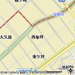愛知県岡崎市中島町西ケ坪周辺の地図