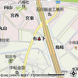愛知県西尾市中原町（有吉下）周辺の地図