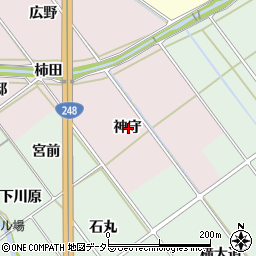 愛知県額田郡幸田町高力神守周辺の地図