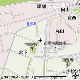 愛知県西尾市中原町西田周辺の地図