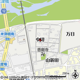 愛知県西尾市新渡場町中切周辺の地図