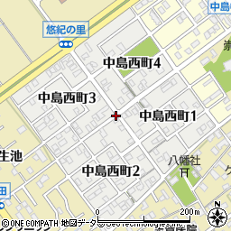 愛知県岡崎市中島西町周辺の地図