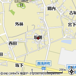 愛知県西尾市西浅井町坂側周辺の地図