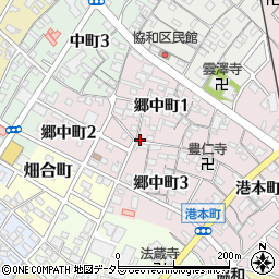 愛知県半田市郷中町周辺の地図