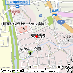 兵庫県川西市東畦野5丁目周辺の地図