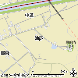 愛知県西尾市上羽角町池下周辺の地図