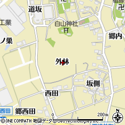 愛知県西尾市西浅井町外林周辺の地図