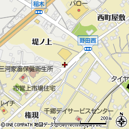 愛知県新城市野田堤上周辺の地図