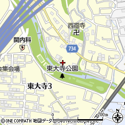 大阪府島本町（三島郡）東大寺周辺の地図