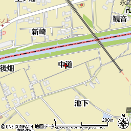 愛知県西尾市上羽角町中道周辺の地図