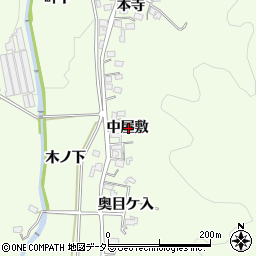 愛知県岡崎市山綱町中屋敷周辺の地図