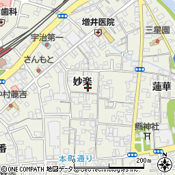 京都府宇治市宇治妙楽周辺の地図