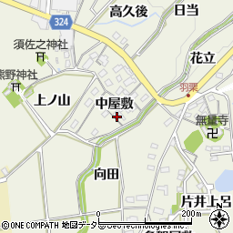 愛知県岡崎市羽栗町中屋敷14周辺の地図