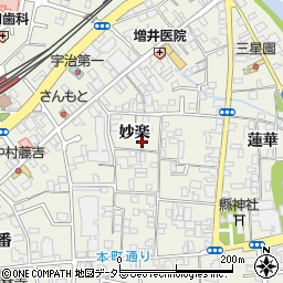 京都府宇治市宇治（妙楽）周辺の地図