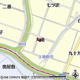 愛知県岡崎市福岡町（丸池）周辺の地図