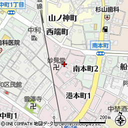 愛知県半田市妙見町周辺の地図