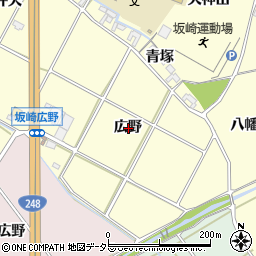 愛知県額田郡幸田町坂崎広野周辺の地図
