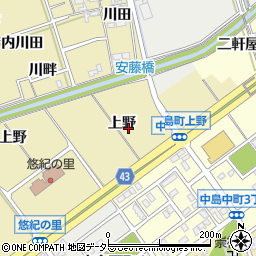 愛知県岡崎市中島町上野周辺の地図