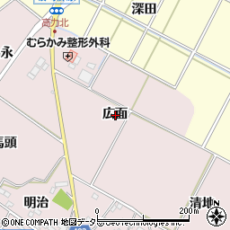 愛知県額田郡幸田町高力広面周辺の地図