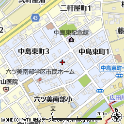 愛知県岡崎市中島東町周辺の地図