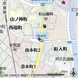 愛知県半田市南本町周辺の地図