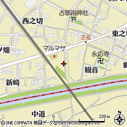 愛知県岡崎市正名町前川田周辺の地図
