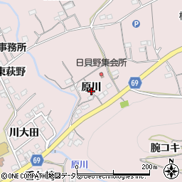 愛知県新城市庭野原川周辺の地図