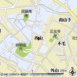 愛知県西尾市東浅井町西山周辺の地図