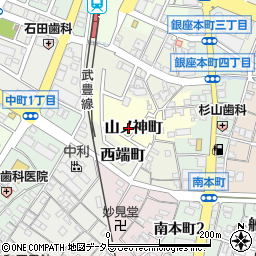 愛知県半田市山ノ神町周辺の地図