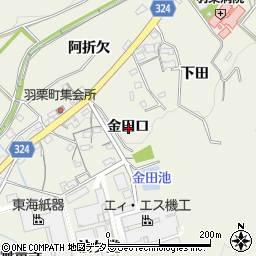 愛知県岡崎市羽栗町金田口周辺の地図