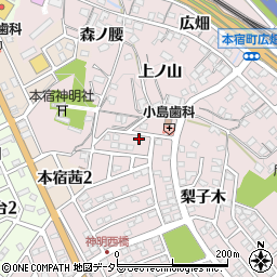 愛知県岡崎市本宿町上ノ山1周辺の地図