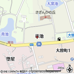 愛知県常滑市平池周辺の地図