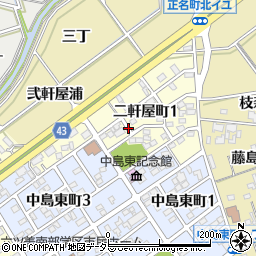 愛知県岡崎市二軒屋町周辺の地図