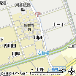 愛知県岡崎市安藤町川田周辺の地図