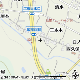 兵庫県川辺郡猪名川町広根町屋東周辺の地図
