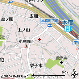 愛知県岡崎市本宿町西木竹周辺の地図