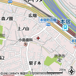愛知県岡崎市本宿町（西木竹）周辺の地図