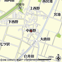 愛知県岡崎市福岡町中西野周辺の地図