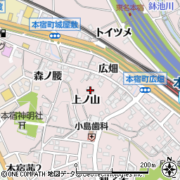 愛知県岡崎市本宿町上ノ山10周辺の地図