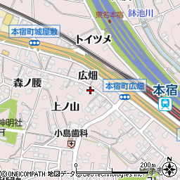 愛知県岡崎市本宿町上ノ山17周辺の地図
