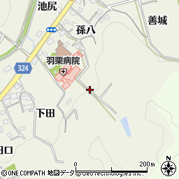 愛知県岡崎市羽栗町（奥入）周辺の地図
