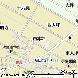 愛知県岡崎市正名町西大坪周辺の地図