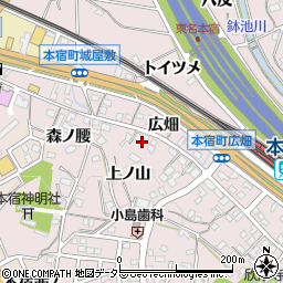 愛知県岡崎市本宿町上ノ山20周辺の地図