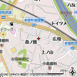 愛知県岡崎市本宿町上ノ山34周辺の地図