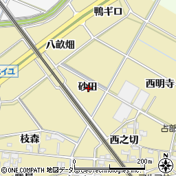 愛知県岡崎市正名町砂田周辺の地図