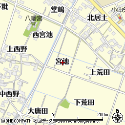 愛知県岡崎市福岡町宮池周辺の地図