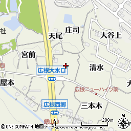 兵庫県川辺郡猪名川町広根大水口周辺の地図