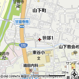 兵庫県川西市笹部1丁目周辺の地図